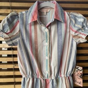 Girls Stripes Button Dress Size 8